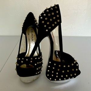 Black Studded Heels Sz 7